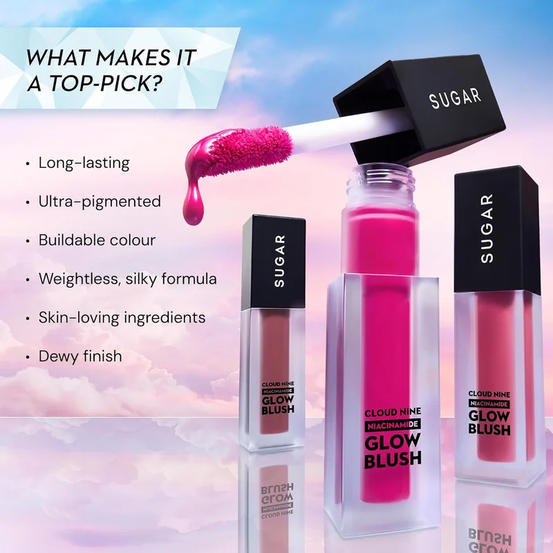 شوجر كوزماتيكس SUGAR Cosmetics Cloud Nine Niacinamide Glow Blush - 03 Merry Mauve, 7.6ml